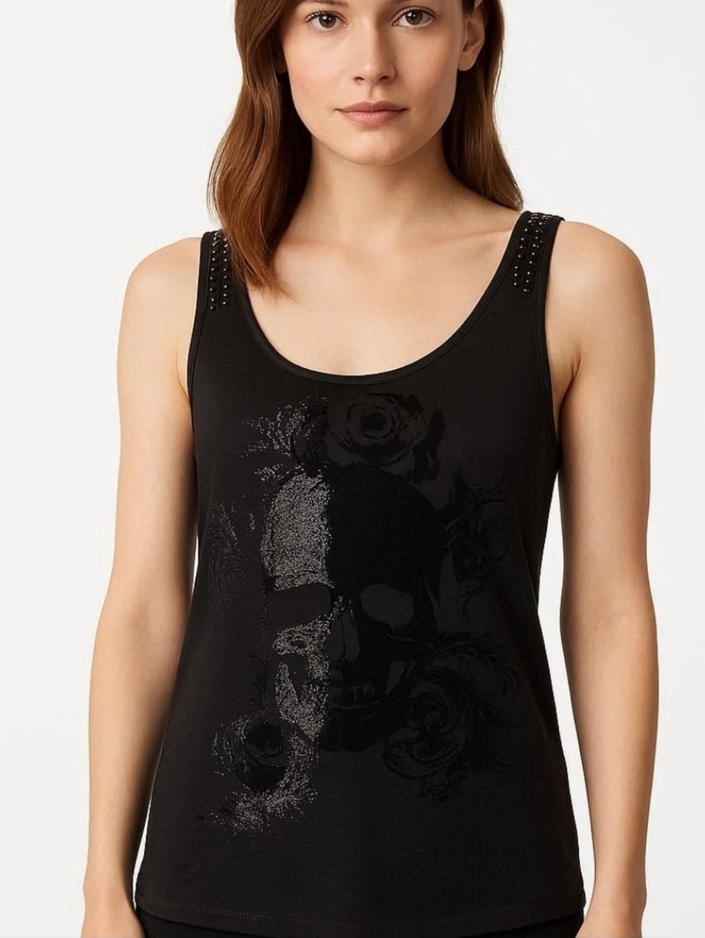Rock & Republic Skull Mixed-Media Tank-SM